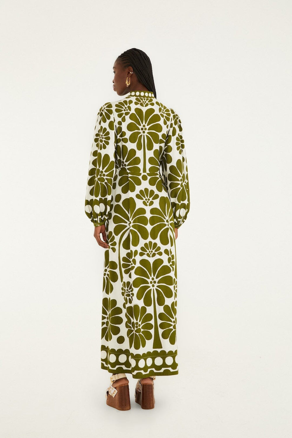 Green Palermo Buttoned Puff Sleeve Maxi Dress - FARM Rio PALERMO GREEN