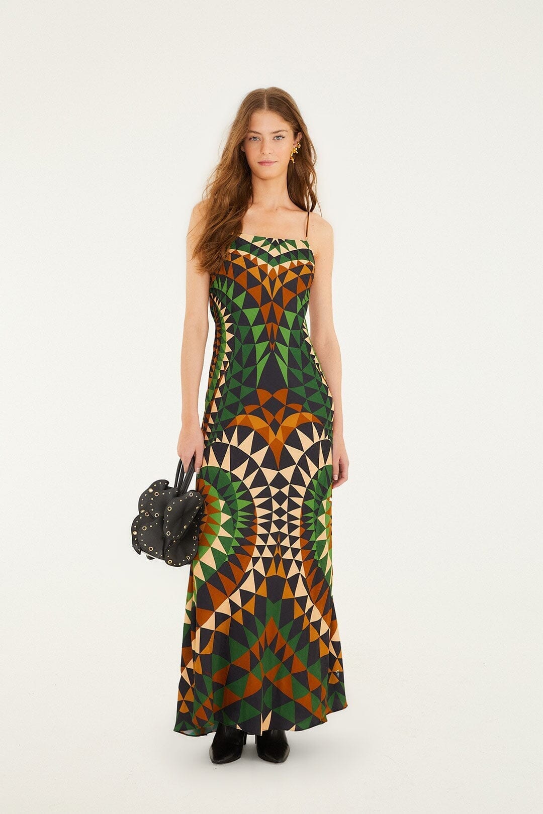 Multicolor Heart Deco Lenzing™ Ecovero™ Viscose Slip Maxi Dress - FARM Rio HEART DECO GREEN