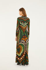 Multicolor Heart Deco Lenzing™ Ecovero™ Viscose Slip Maxi Dress - FARM Rio HEART DECO GREEN