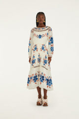Sand Renata Floral Drawstring Cut-Out Maxi Dress - FARM Rio RENATA FLORAL SAND