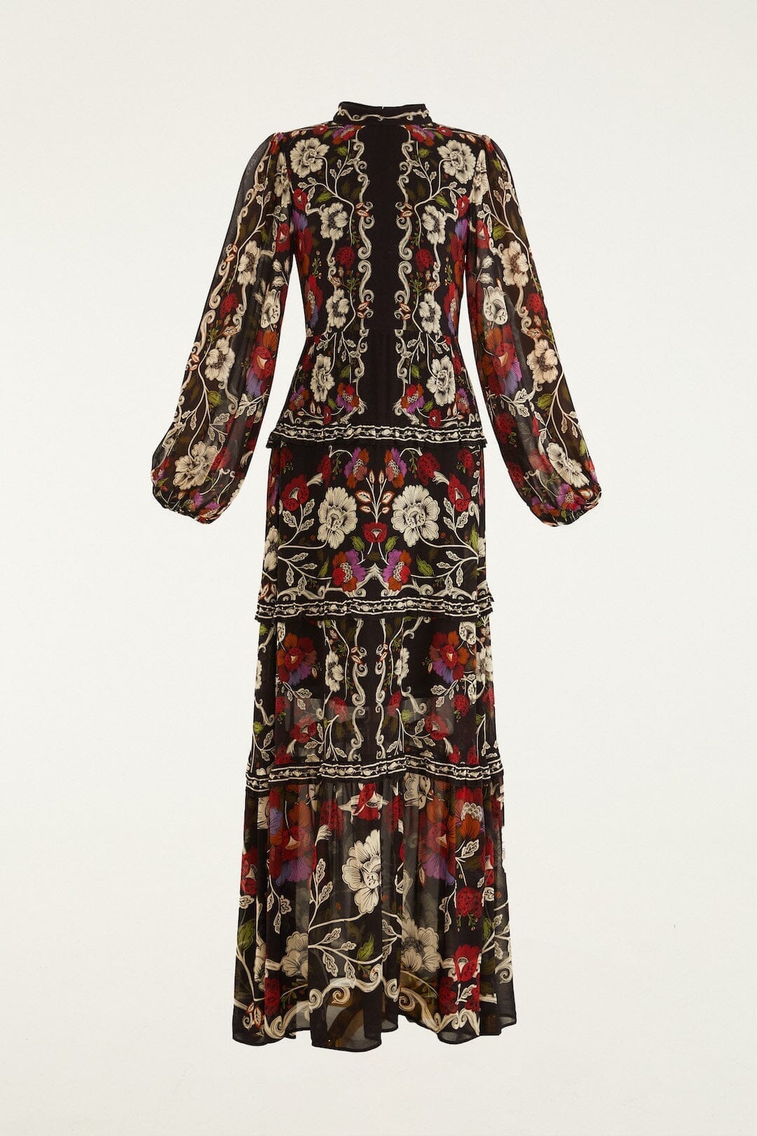 Black Rococo Flowers Ruffled Maxi Dress - FARM Rio ROCOCO FLOWERS BLACK