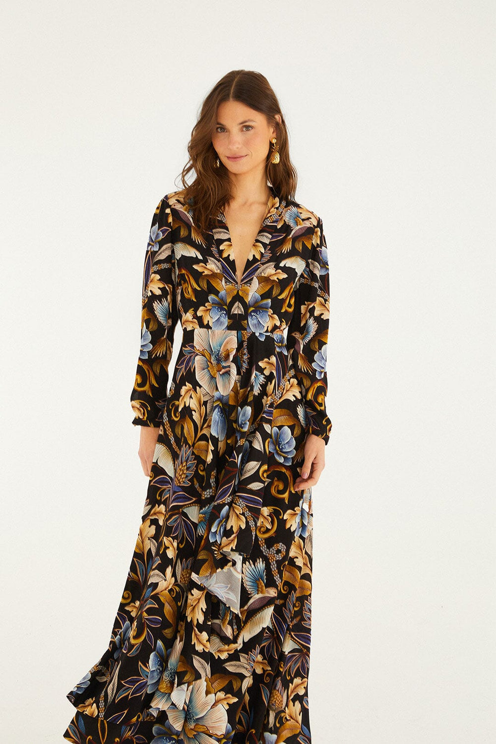 Black Snake Garden Lenzing® Ecovero® Viscose Maxi Dress - FARM Rio SNAKE GARDEN BLACK