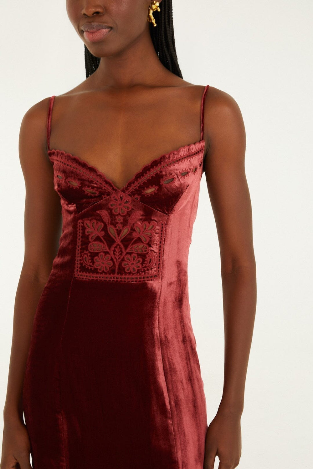 Burgundy Cut-Out Flowers Sleeveless Midi Dress - FARM Rio BURGUNDY