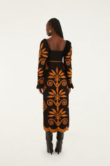 Black Cornely Ainika Embroidered Heart Midi Dress - FARM Rio CORNELY AINIKA BLACK