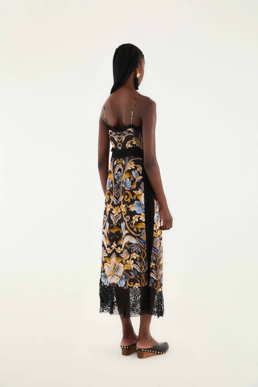 Black Flowerful Garden Midi Dress - FARM Rio SNAKE GARDEN BLACK