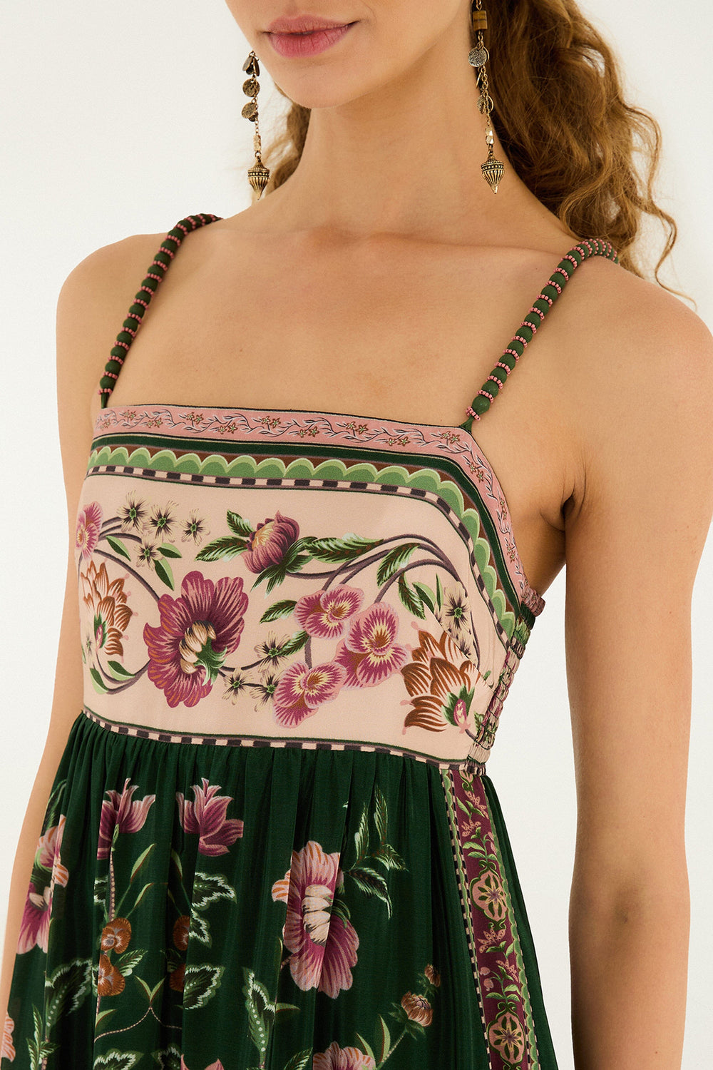 Green Flowering Garden Tree Sleveeless Midi Dress - FARM Rio FLOWERING GARDEN TREE GREEN