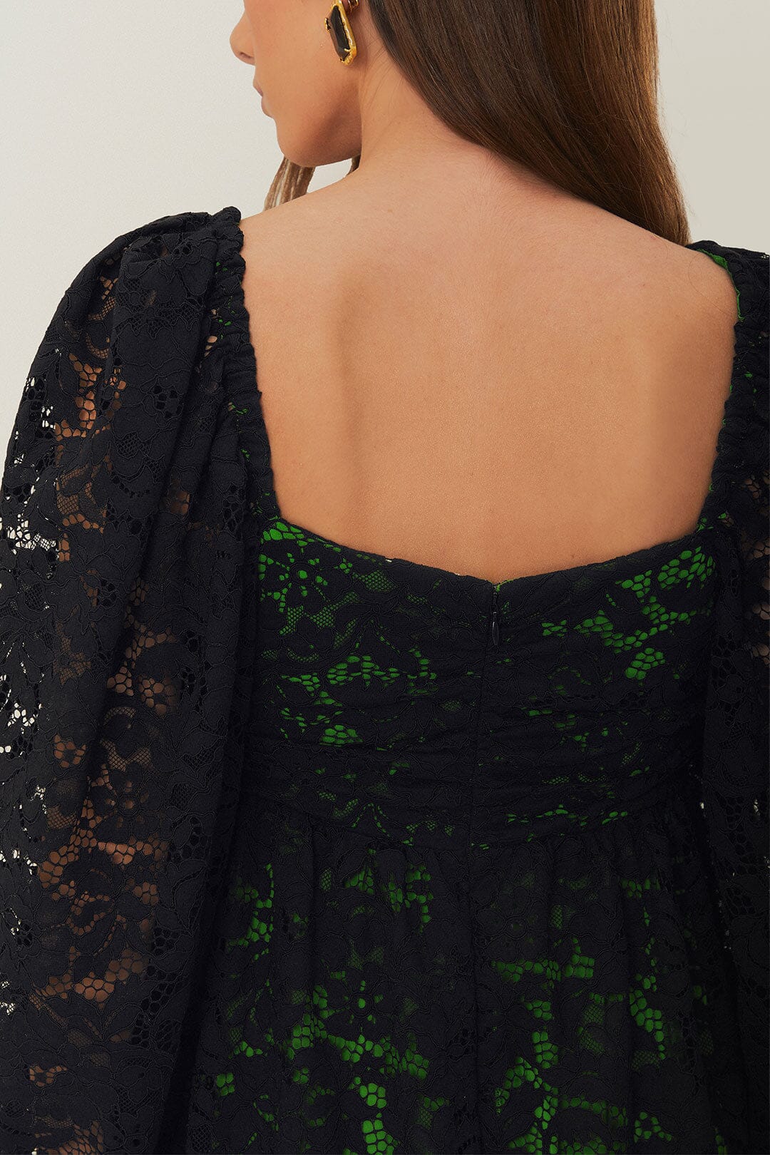 Black Lace Long Sleeve Midi Dress - FARM Rio BLACK