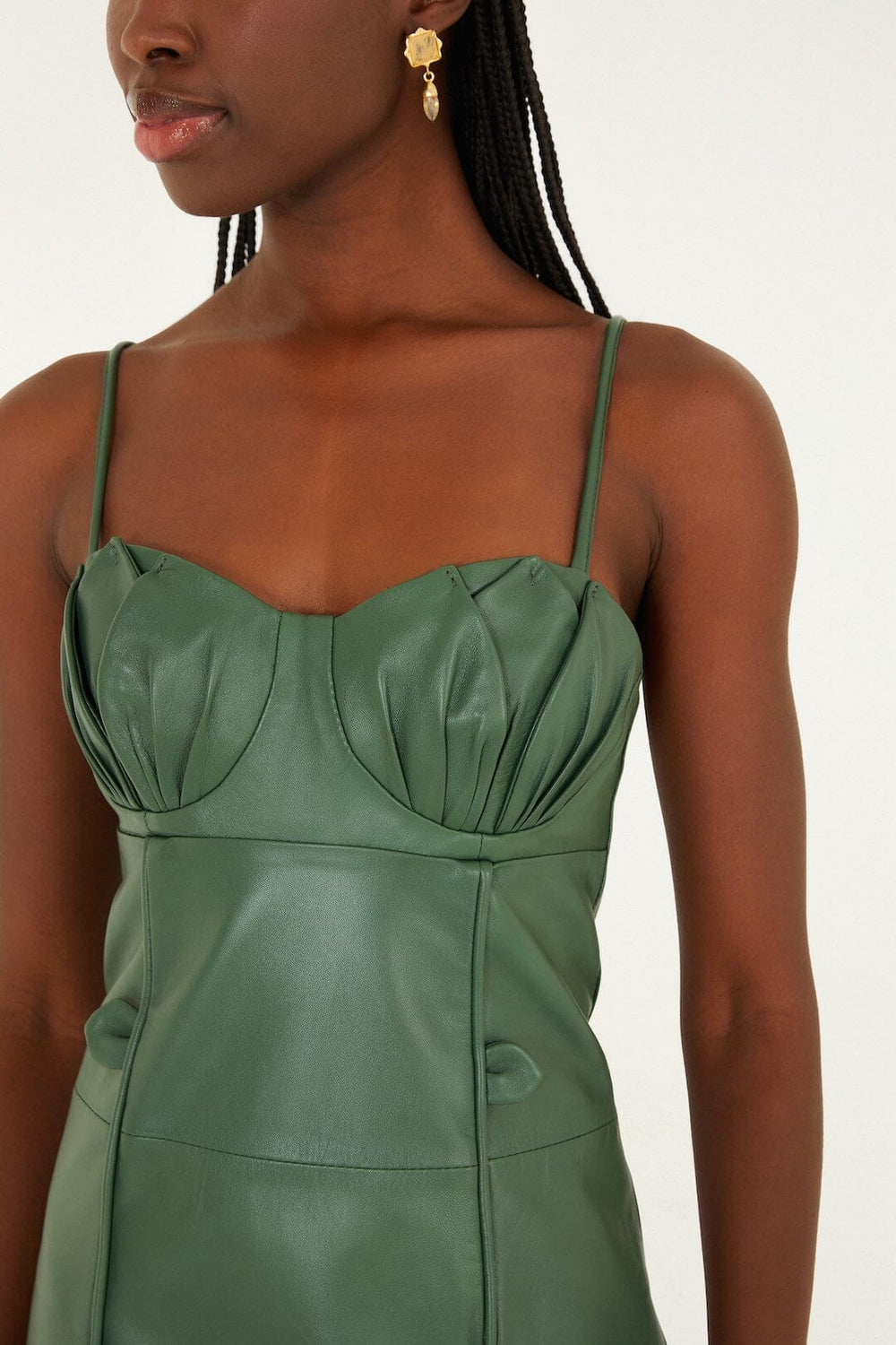 Green 3d Flower Leather Mini Dress - FARM Rio GREEN