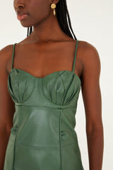 Green 3d Flower Leather Mini Dress - FARM Rio GREEN