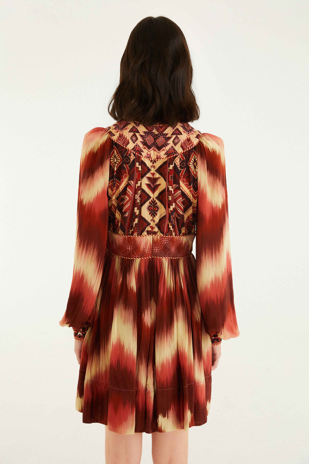 Red Amanda Stripes Tapestry Quilted Mini Dress - FARM Rio AMANDA STRIPES IKAT RED