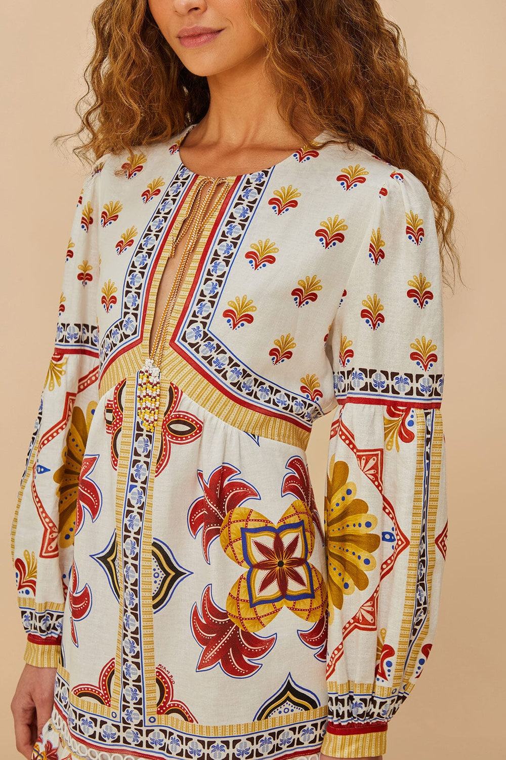 Off-White Marys Tiles Mini Dress - FARM Rio MARYS TILES OFF-WHITE