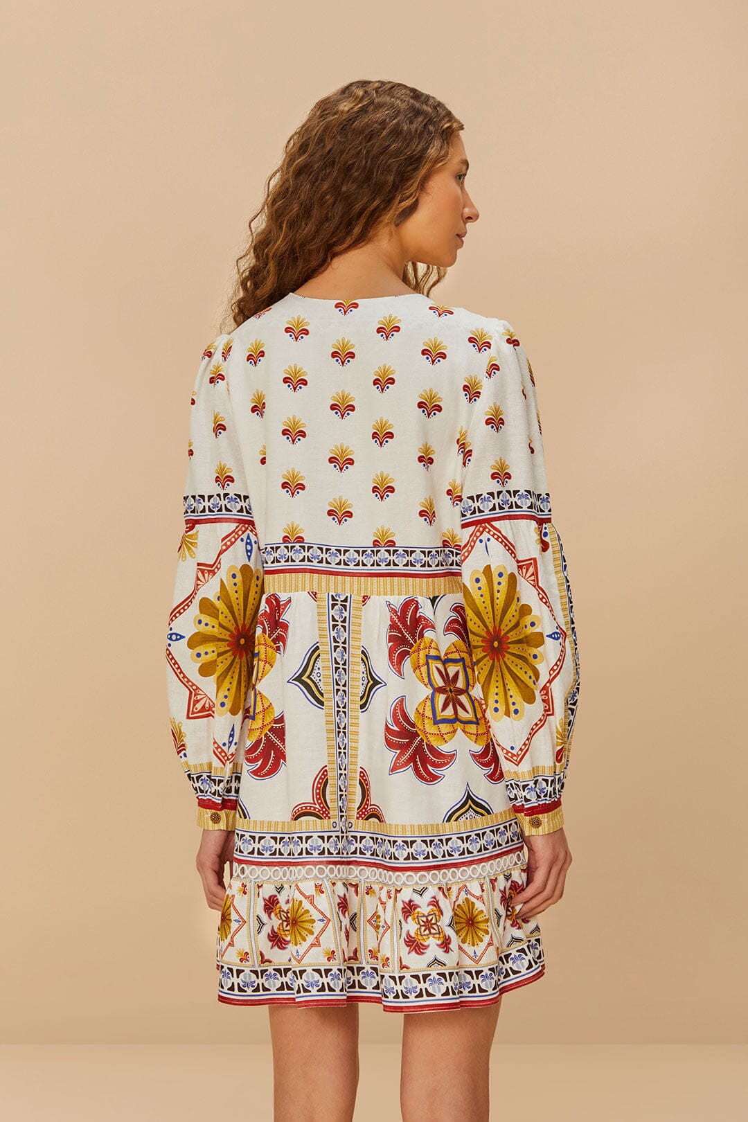 Off-White Marys Tiles Mini Dress - FARM Rio MARYS TILES OFF-WHITE