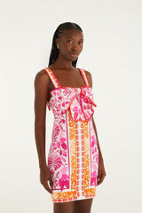 Off-White Santorini Crochet Euroflax Premium Linen Mini Dress - FARM Rio SANTORINI OFF-WHITE