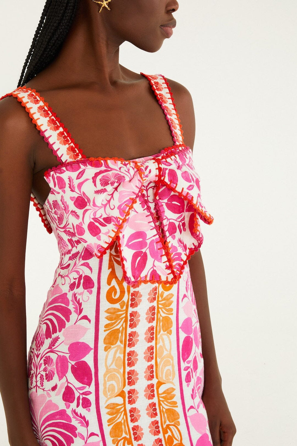 Off-White Santorini Crochet Euroflax Premium Linen Mini Dress - FARM Rio SANTORINI OFF-WHITE