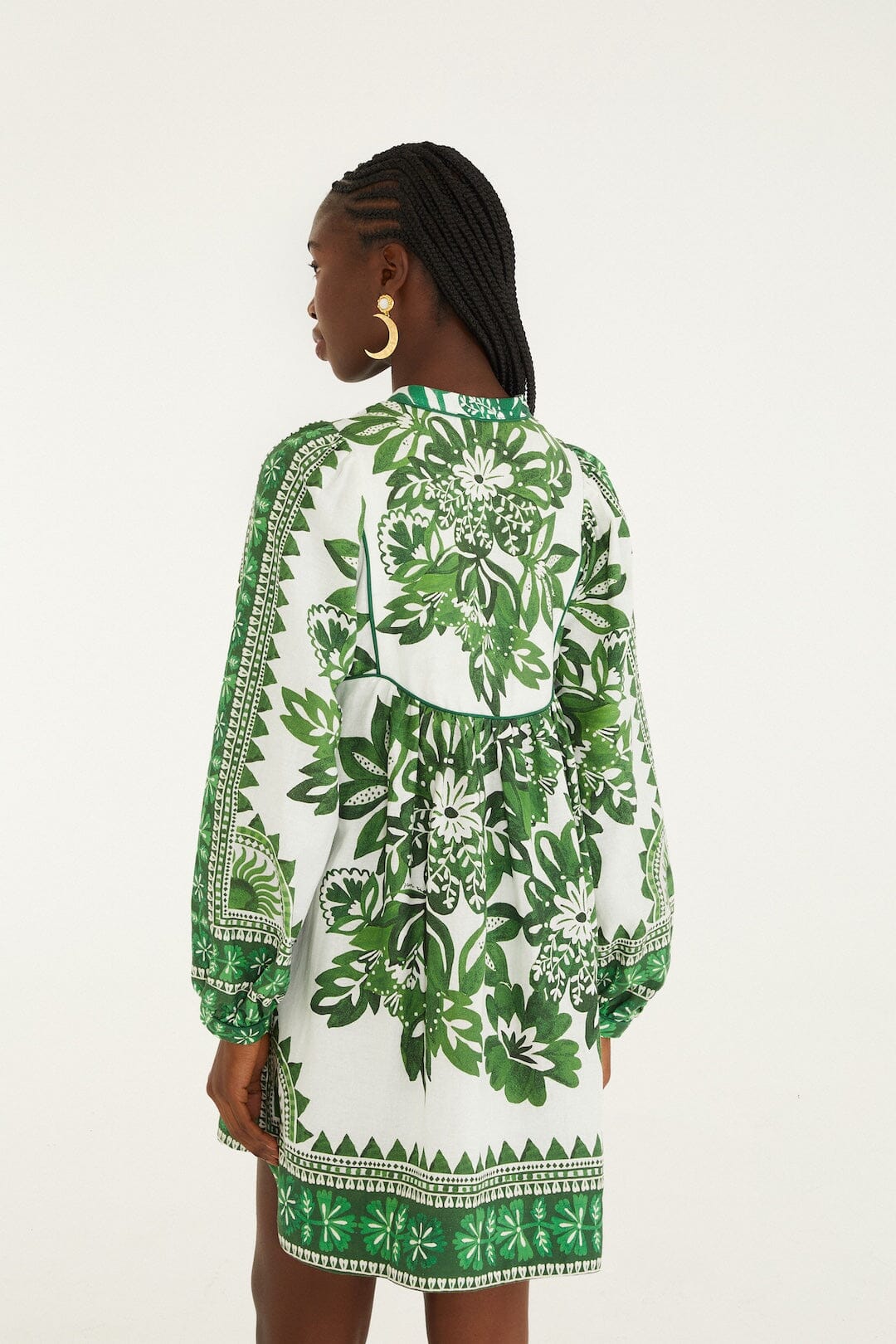 Green Flora Tapestry Lenzing Ecovero Euroflax Mini Dress - FARM Rio FLORA TAPESTRY GREEN