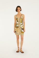 Off-White Trancoso Buttoned Euroflax Premium Linen Mini Dress - FARM Rio TRANCOSO SAND