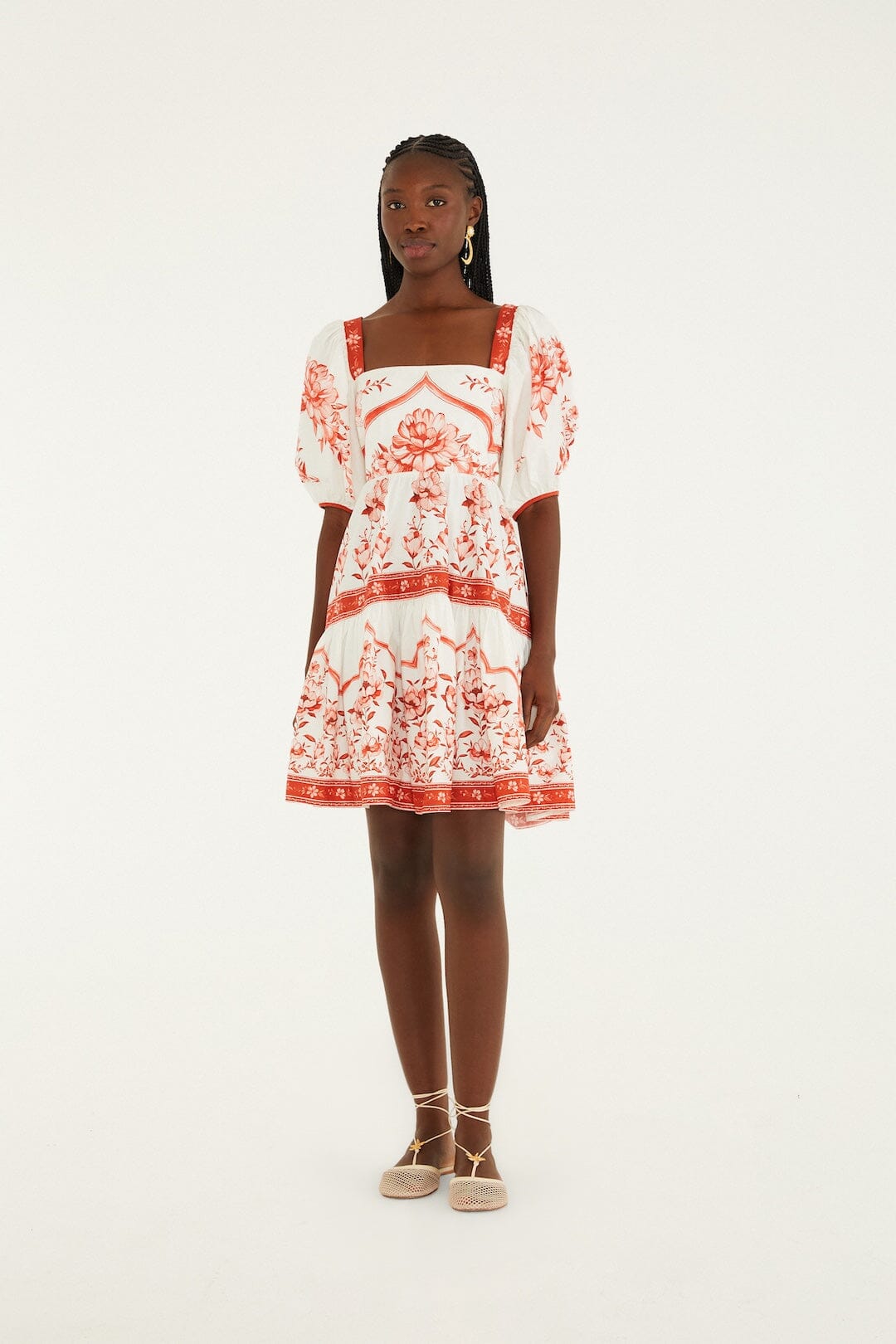 Red Porcelain Garden Organic Cotton Mini Dress - FARM Rio PORCELAIN GARDEN RED