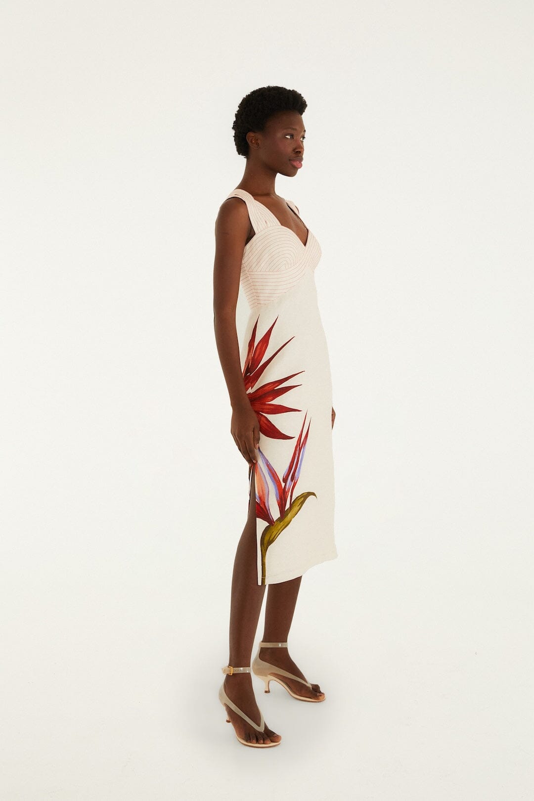 Sand Strelitzia Euroflax Premium Linen Midi Dress - FARM Rio STRELITZIA SAND