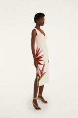 Sand Strelitzia Euroflax Premium Linen Midi Dress - FARM Rio STRELITZIA SAND