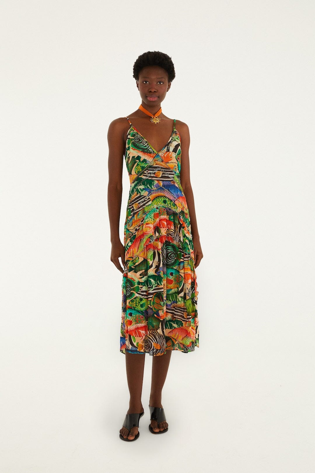 Multicolor Fish Sea Sleeveless Midi Dress - FARM Rio FISH SEA MULTICOLOR
