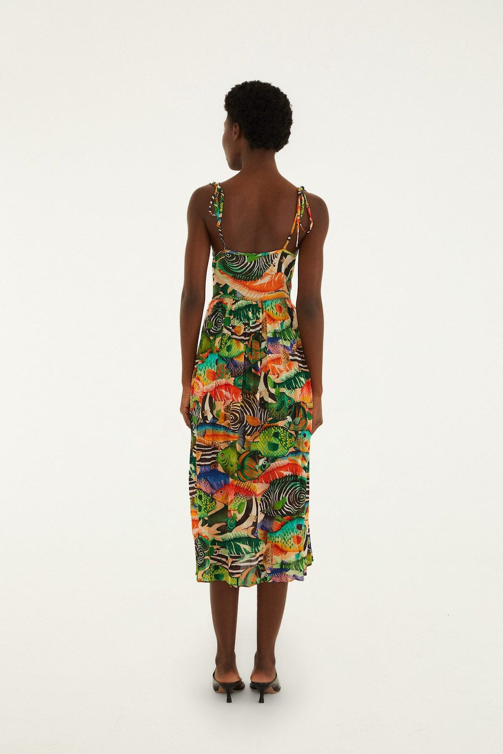 Multicolor Fish Sea Sleeveless Midi Dress - FARM Rio FISH SEA MULTICOLOR