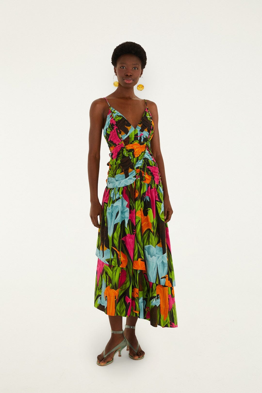 Black Mujeres Y Flores Lenzing Ecovero Euroflax Midi Dress - FARM Rio MUJERES Y FLORES BLACK