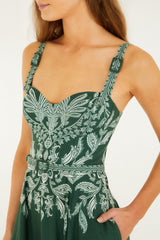 Dark Green Miranda Buckles Maxi Dress - FARM Rio MIRANDA DARK GREEN