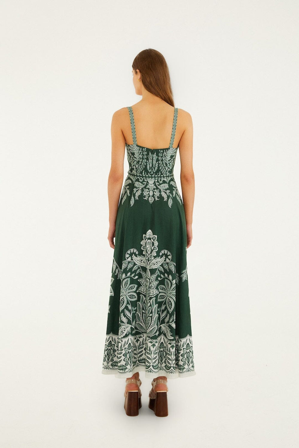 Dark Green Miranda Buckles Maxi Dress - FARM Rio MIRANDA DARK GREEN