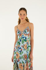 Light Blue Floral Delhi Sleeveless Maxi Dress - FARM Rio FLORAL DELHI LIGHT BLUE