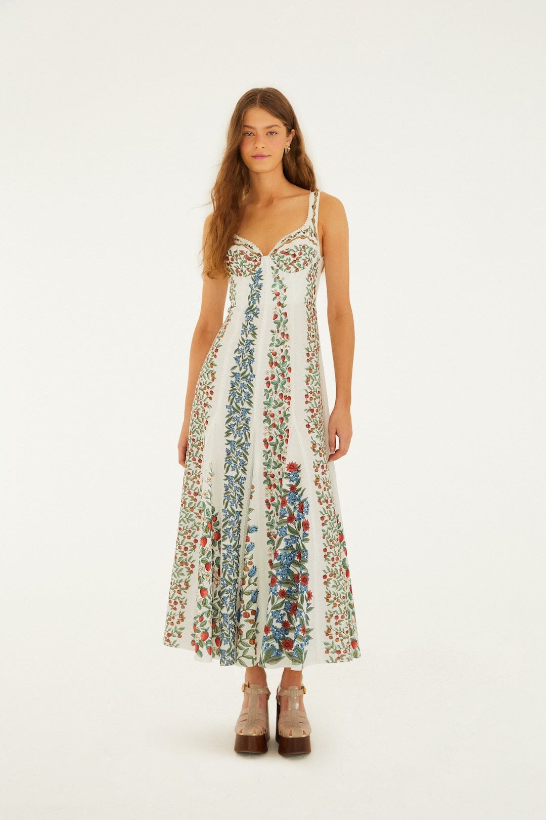 Off-White Fruit Beauty Lenzing Ecovero Euroflax Maxi Dress - FARM Rio FRUIT BEAUTY OFF-WHITE