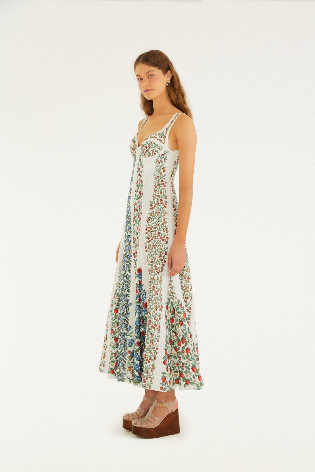 Off-White Fruit Beauty Lenzing Ecovero Euroflax Maxi Dress - FARM Rio FRUIT BEAUTY OFF-WHITE
