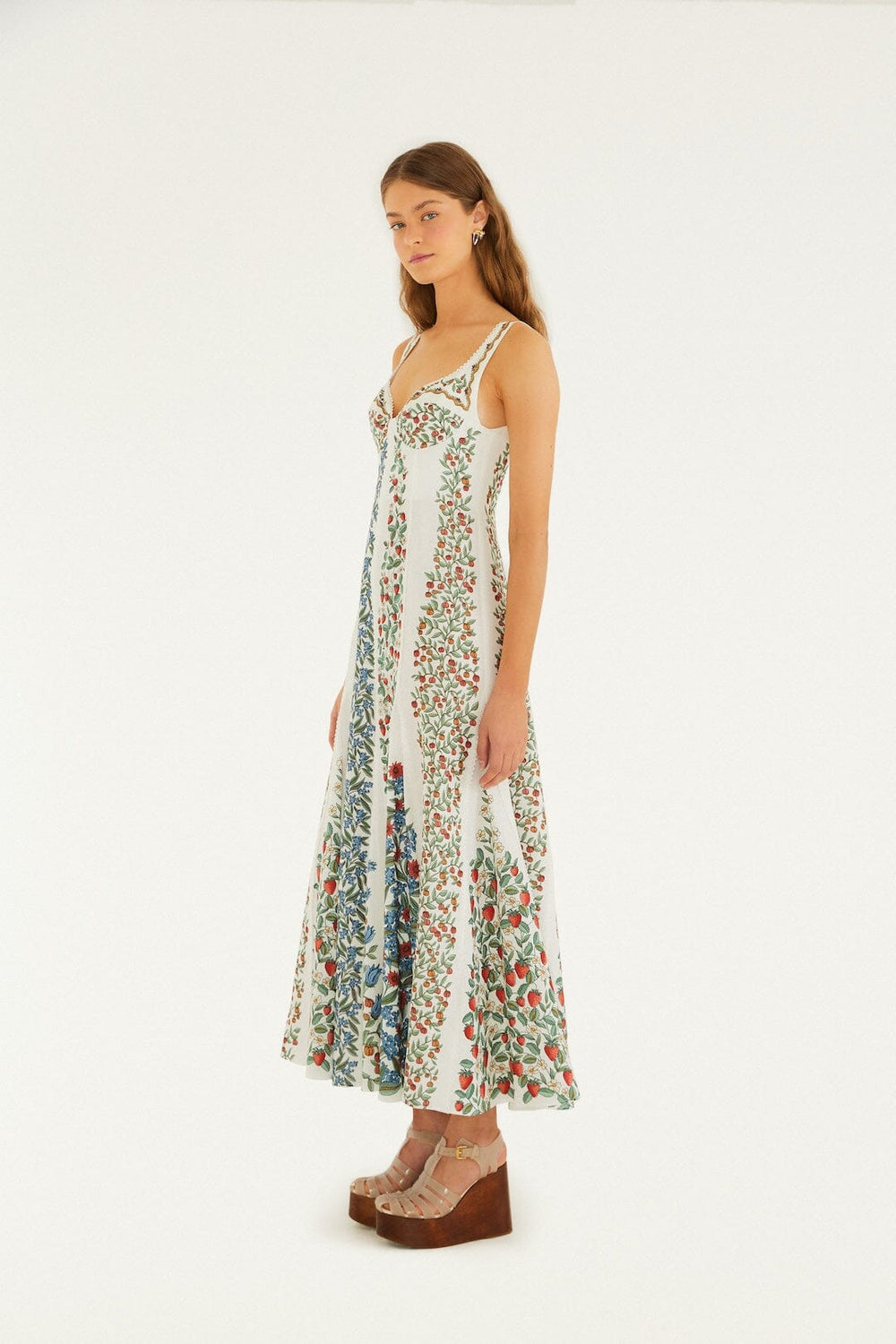 Off-White Fruit Beauty Lenzing Ecovero Euroflax Maxi Dress - FARM Rio FRUIT BEAUTY OFF-WHITE