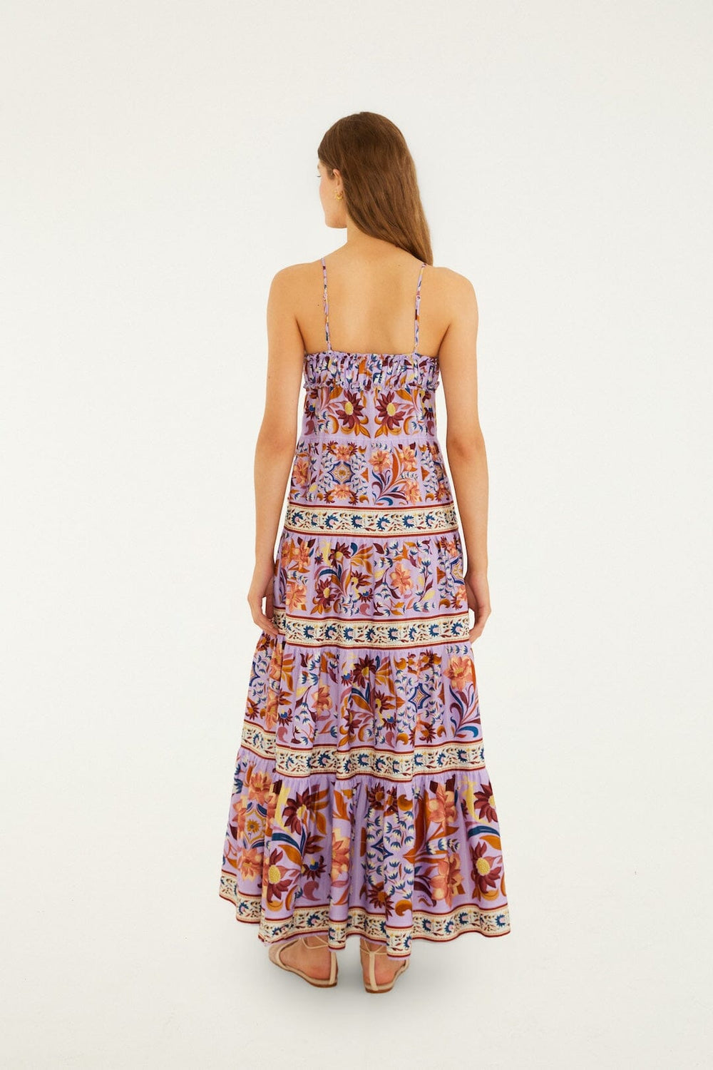 Lilac Flower Tiles Sleeveless Tiered Maxi Dress - FARM Rio FLOWER TILES LILAC