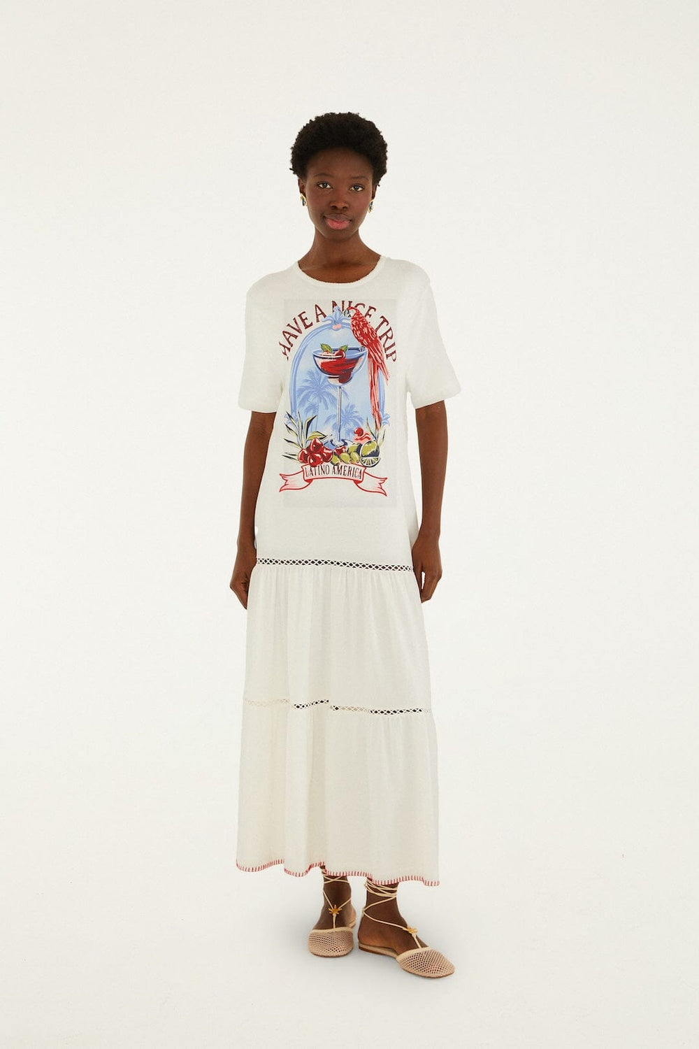 Have A Nice Trip Organic Cotton Maxi Dress - FARM Rio OFF-WHITE