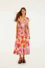 Multicolor Artsy Flora Belted Maxi Dress - FARM Rio ARTSY FLORA OFF-WHITE