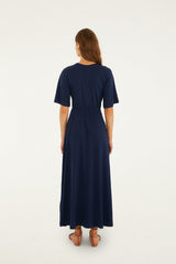 Dark Blue Cut-Out Short Sleeve Maxi Dress - FARM Rio DARK BLUE