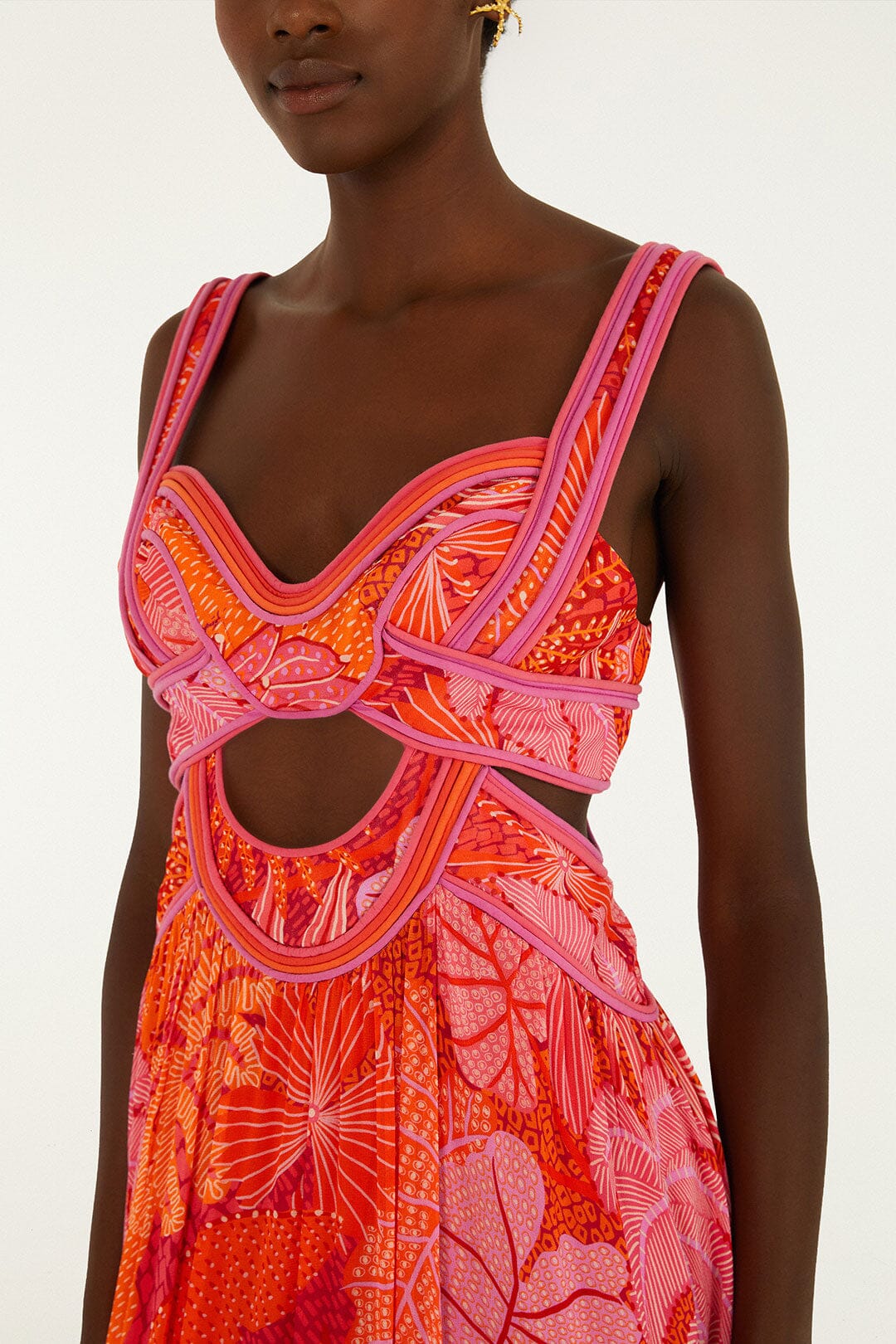 Multicolor Delicate Forest Cut-Out Maxi Dress - FARM Rio DELICATE FOREST MULTICOLOR