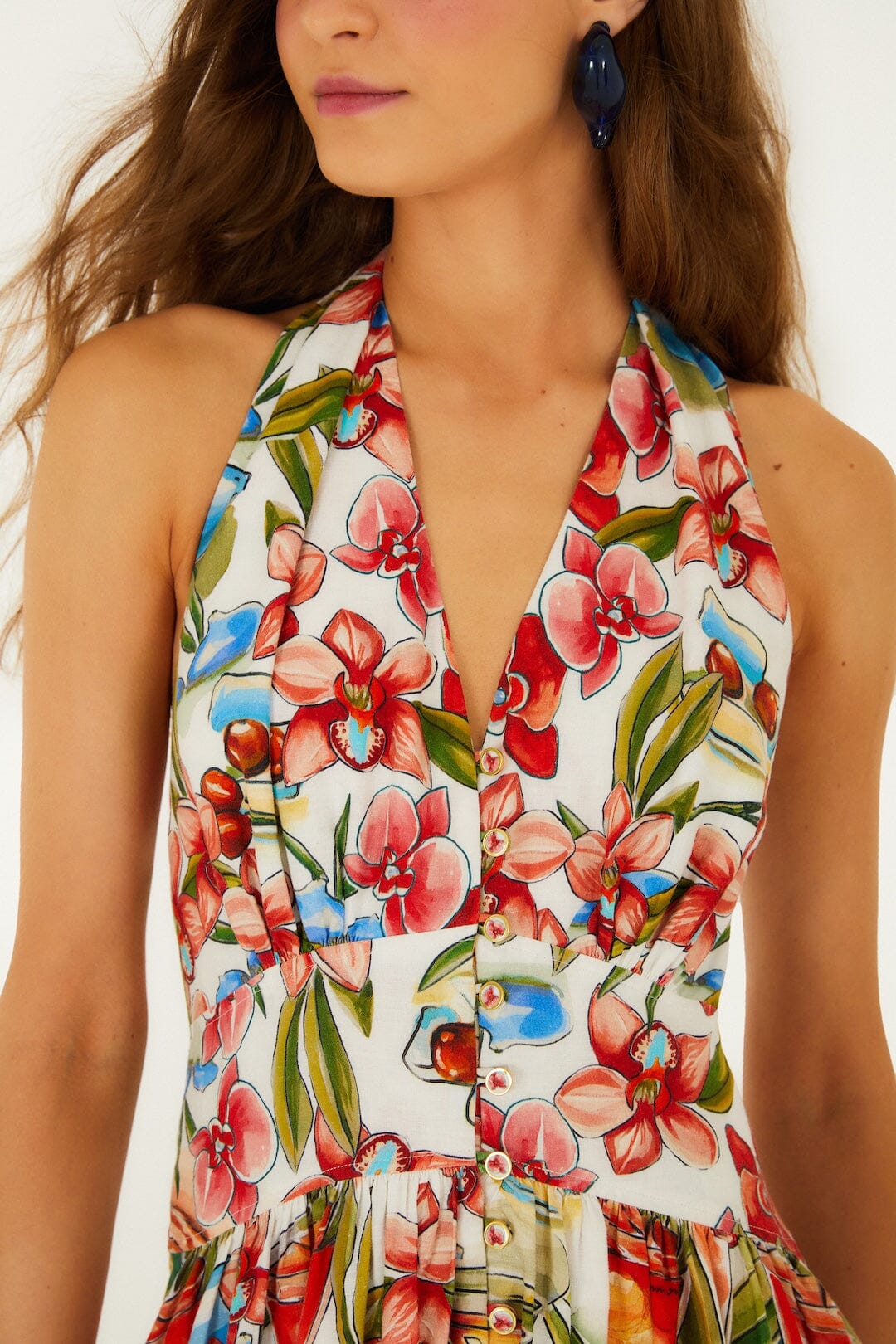 Off-White Cocktail Lenzing Ecovero Euroflax Maxi Dress - FARM Rio COCKTAIL OFF-WHITE