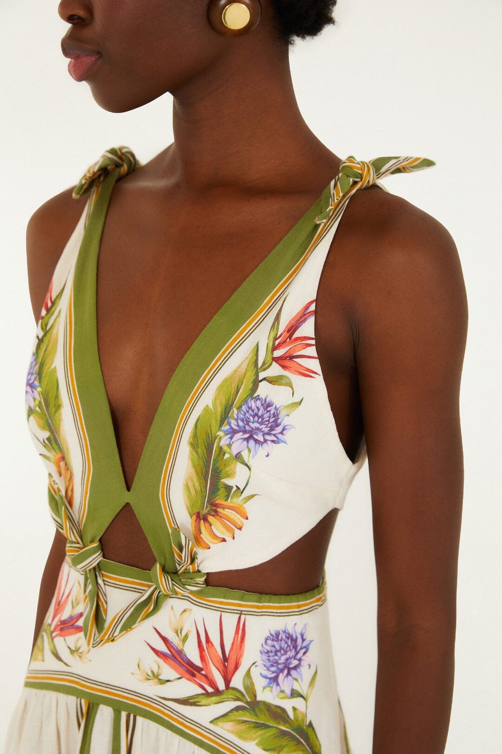 Sand Tropical Scarf Lenzing Ecovero Euroflax Maxi Dress - FARM Rio TROPICAL SCARF SAND