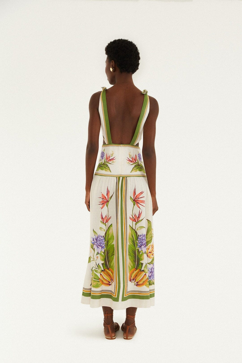 Sand Tropical Scarf Lenzing Ecovero Euroflax Maxi Dress - FARM Rio TROPICAL SCARF SAND