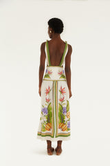 Sand Tropical Scarf Lenzing Ecovero Euroflax Maxi Dress - FARM Rio TROPICAL SCARF SAND