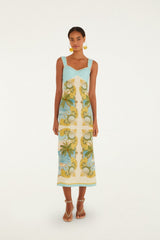 Multicolor Royal Sea Euroflax Premium Linen Maxi Dress - FARM Rio ROYAL SEA MULTICOLOR