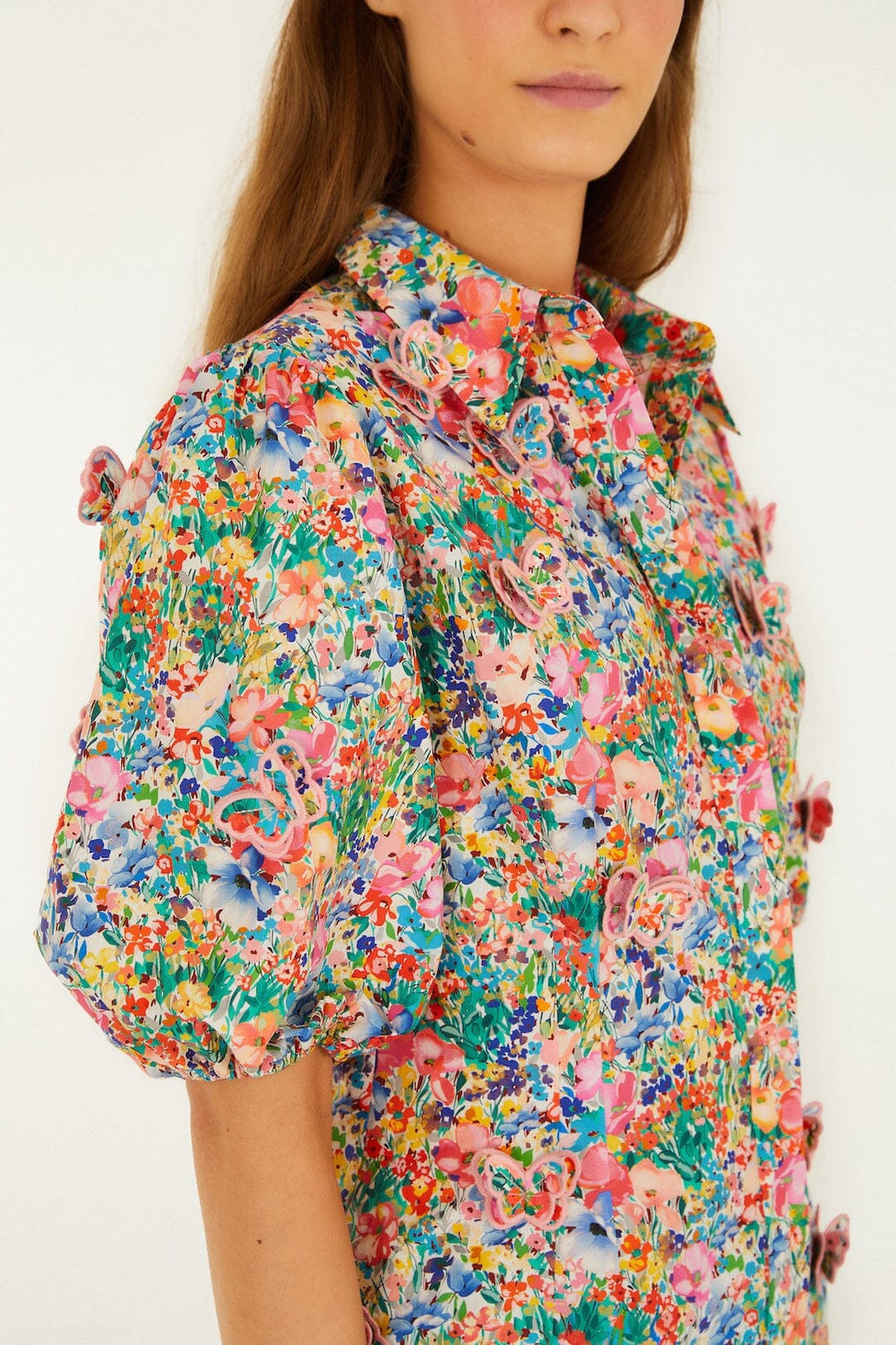 Off-White Peasant Floral Butterflies Organic Cotton Blouse - FARM Rio PEASANT FLORAL OFF-WHITE
