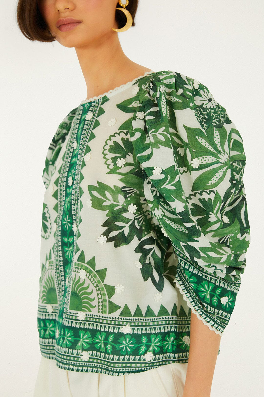 Green Flora Tapestry Blouse - FARM Rio FLORA TAPESTRY GREEN