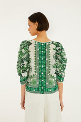 Green Flora Tapestry Blouse - FARM Rio FLORA TAPESTRY GREEN