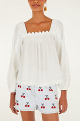 Off-White Long Sleeve Blouse - FARM Rio OFF-WHITE