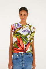 Sand Florart Organic Cotton Tshirt Blouse - FARM Rio FLORART SAND