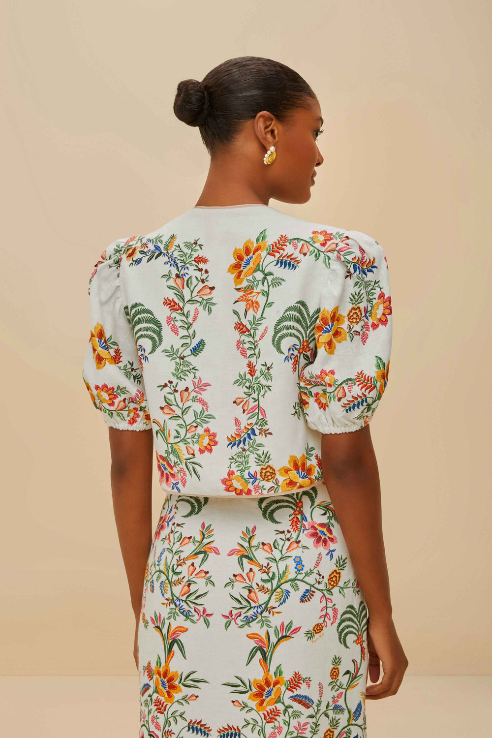 Off-White Delicate Forest Scarves Blouse - FARM Rio DELICATE FOREST SCARVES OFF-WHITE
