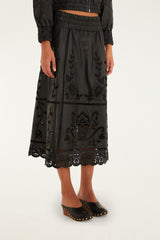 Black Richelieu Heart Skirt - FARM Rio BLACK