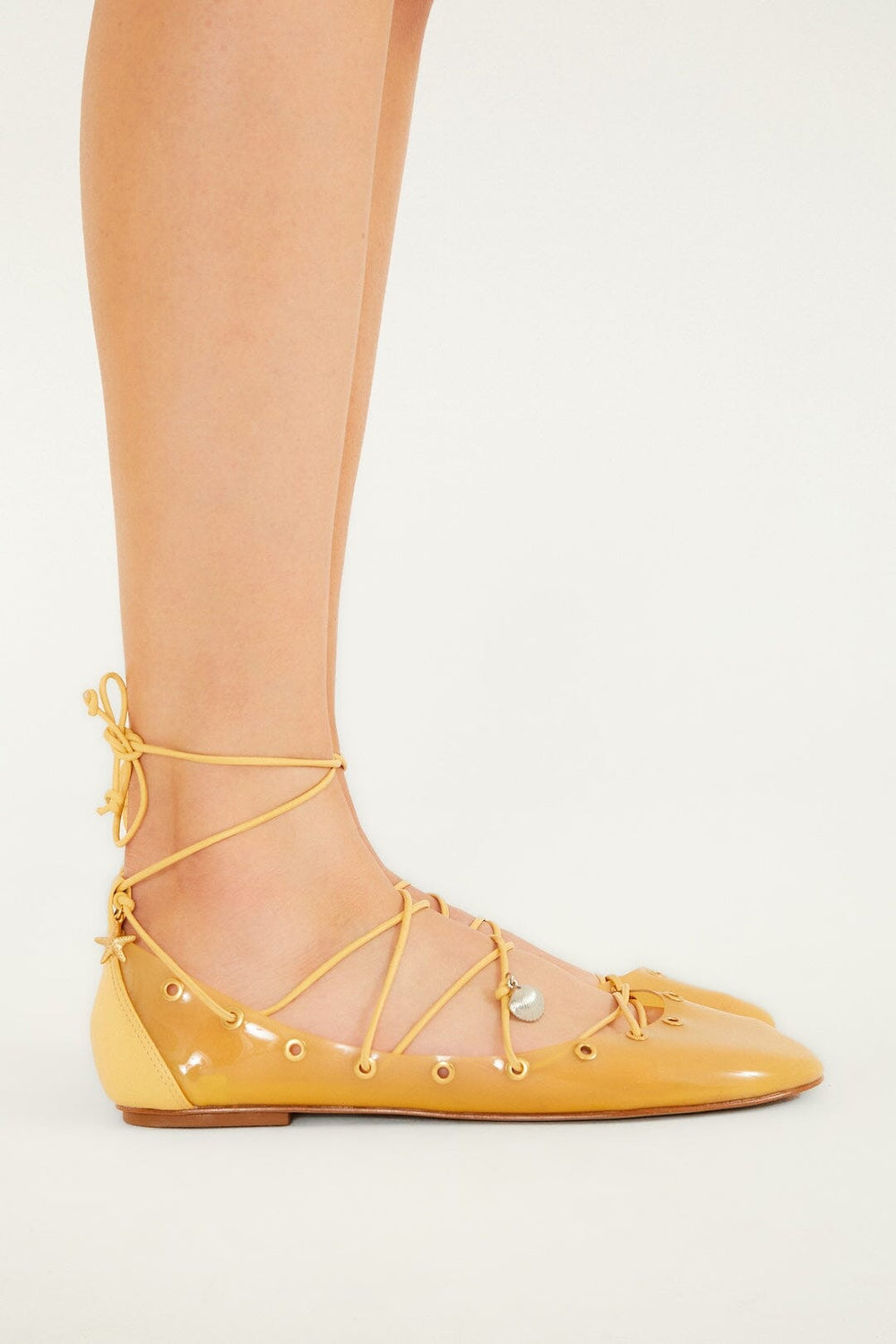 Yellow Sea Lace Up Jelly Ballerina - FARM Rio MERENGUE